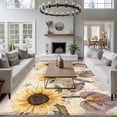 thumbnail image 4 of Rectangle Area Rug 6x9ft,Farm Sunflower Retro Plant Washable Carpet Non-Slip Runner Accent Rugs Indoor Floor Mat for Bedroom Living Room Decor,Vintage Letter, 4 of 9