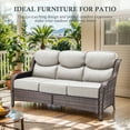 thumbnail image 4 of POCASSY 6 Inch Thick Cushion High Back Outdoor Wicker Patio Sofa, All Weather Brown Wicker Furniture 3-Seater Sofa Patio Couch for Porch in Beige, 4 of 9