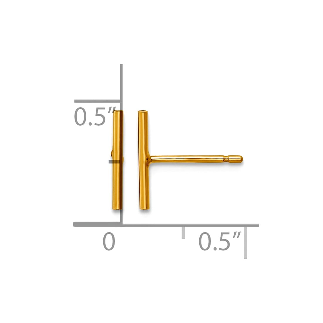 1/20 14k Gold Filled 10mm Bar Post Earrings 11.15x1.75mm Wide Stud Earring for Women - .3 Grams