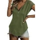 thumbnail image 3 of VISgogo, camiseta informal de manga corta para mujer, camisetas ajustadas de cuello redondo con cremallera y costuras de encaje de Color sólido a la moda VISgogo  moda, 3 of 5