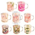 thumbnail image 3 of Transparent Clear Drinkware Double Wall Drinking Cup Glass Mug with Handle and Dried Flower for Office or Home Use, 3 of 4