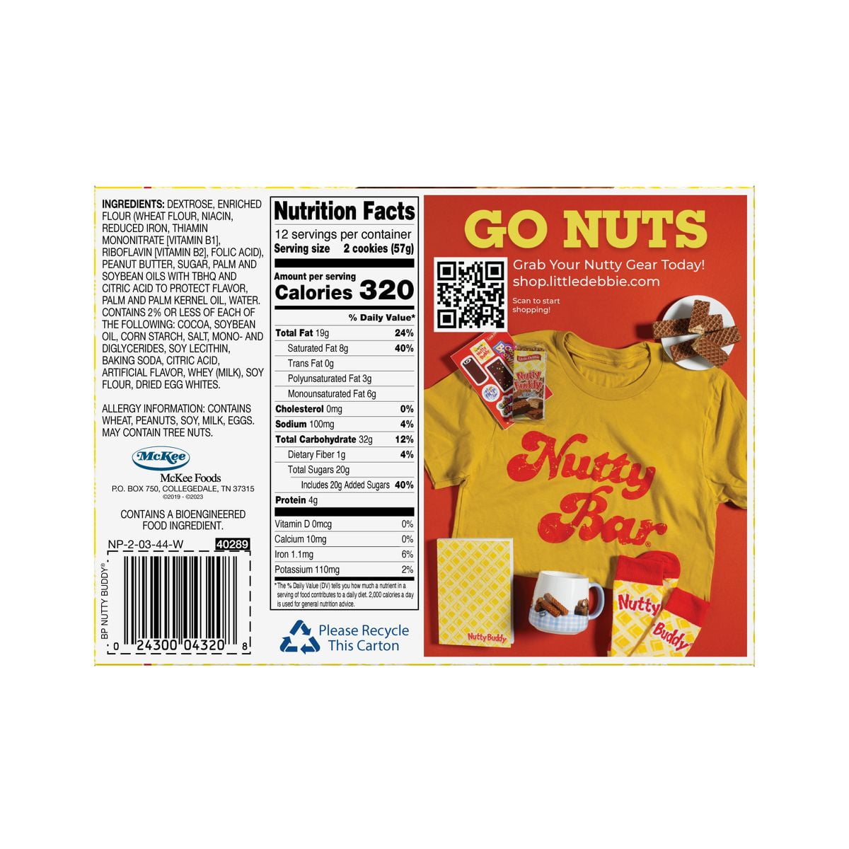 Little Debbie Peanut Butter Nutty Bar - 24.1oz/24ct - Pack of 2