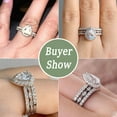 thumbnail image 5 of Wuziwen Halo Pear Cut Wedding Ring Set CZ Engagement Rings for Women 925 Sterling Silver Size 5, 5 of 9
