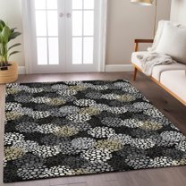 Addison Rugs Chantille Indoor/Outdoor Transitional Circles Black Washable Rectangle Rug, 8' x 10'