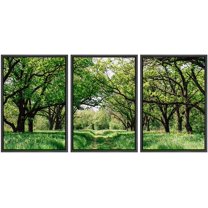 wall26 Framed Canvas Print Wall Art Set Southern Country Green Forest Tree Trail Nature Wilderness Photography Realism Rustic Landscape Colorful for Living Room, Bedroom, Office - 16"x24"x3