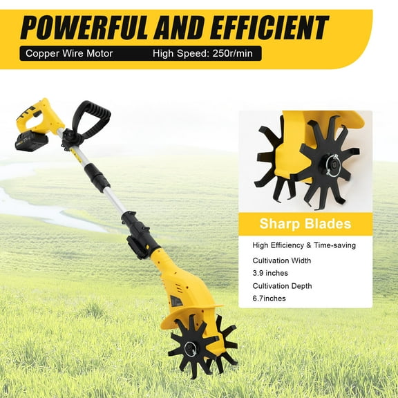 Electric Rototiller Garden Cordless Tiller Soil Cultivator Tilling Rechargeable