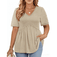 thumbnail image 3 of WellSize Plus Size Women Tops Casual V Neck Blouses Summer Short Sleeve Shirts Floral Tunic Tops, 3 of 8