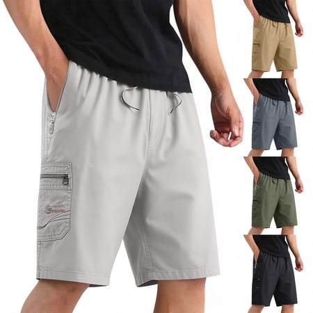 Trgacdwlo L-6XL Mens Shorts Cargo Quick Dry Golf Fishing Mens Workout Shorts Breathable Elastic Waist Mens Beach Shorts with Pocket