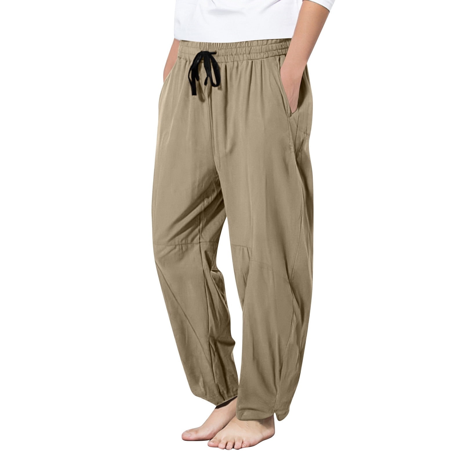 Men's Solid Color Loose Breathable Casual Pants - High-Quality Daily Wear Trousers with Size Chart