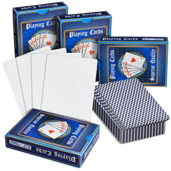 Blue Panda Blank Playing Cards Pack - 3 x 4 in Blue Checkered Diamond Back, 224 Count (4 Decks)