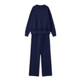thumbnail image 4 of Costeam Women Crew Neck Long Sleeve Top Wide Leg Pants 2 Piece Outfit Set Soft Stretch Knit Loungewear Tracksuit with Side Pockets Loose Fit Casual Daily Outdoor Bottom Sets, 4 of 6