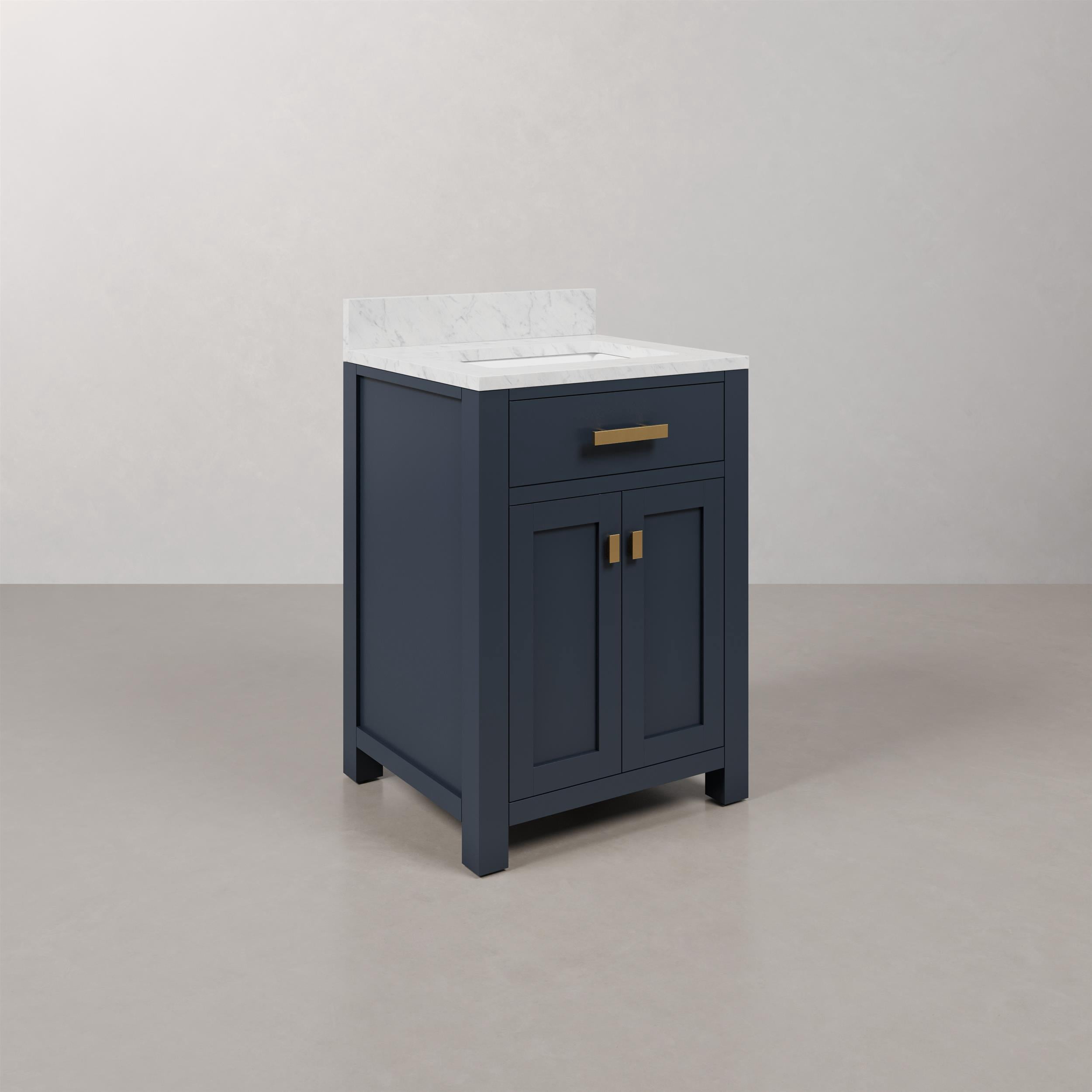 Water Creation Madison 24" Solid Hardwood Single Bathroom Vanity in Blue/Gold
