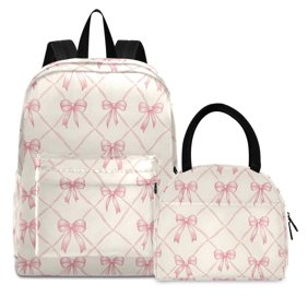 ALAZA Backpack Set Bows Checkered Elementary School Bags Student BookBag with Lunch Bag