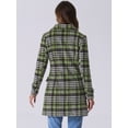thumbnail image 4 of DARING DIVA Women's Plaids Double Breasted Notched Lapel Trench Coat Light Green M, 4 of 6