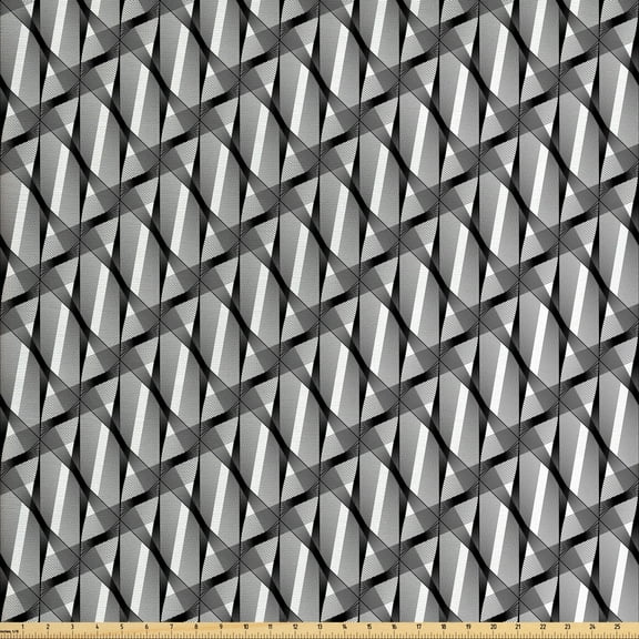 Ambesonne Abstract Fabric by the Yard Upholstery, Monotone Greyscale Shapes, 3 Yards, Charcoal Grey Dimgray