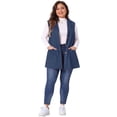 thumbnail image 3 of Unique Bargains Women's Plus Size Vests Long Sleeveless Casual Lapel Suede Vest 3X Dark Blue, 3 of 6