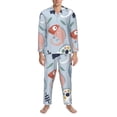 thumbnail image 3 of Gaeub Cute Chameleons On Blue Print Mens Pajama Set, Long Sleeve Pajamas for men,Lightweight Button Up Sleepwear,Lounge Pjs Set with Pockets-X-Large, 3 of 7