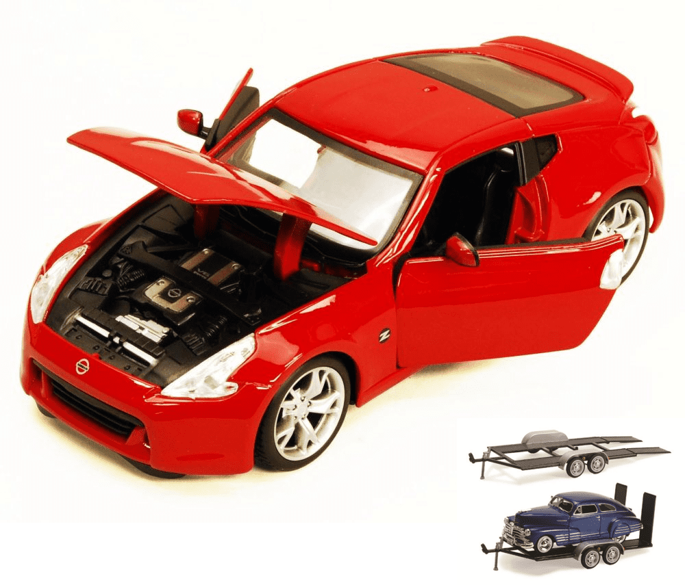 Diecast Car & Trailer Package 2009 Nissan 370Z, Red Maisto 34200
