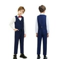 thumbnail image 5 of ETHAN 5-Piece Formal Suit Set Includes Suit Jacket Comfort Waist Dress Pants Vest Dress Shirt Necktie and Bow Tie 8, 5 of 8