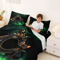 thumbnail image 3 of Manfei Spooky Halloween Alphabet C Bed Sheets,Black Witch Hat Full Size Sheets,Green,4pcs,1 Flat Sheet, 1 Fitted Sheet and 2 Pillowcases, 3 of 6