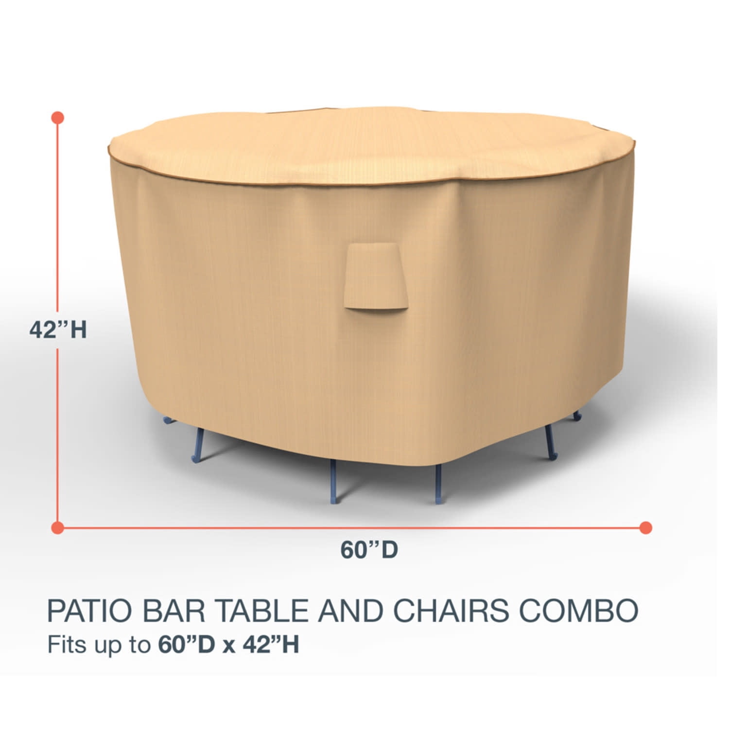 Budge M Tan Patio Bar Table/Chairs Cover, StormBlock™ Savanna