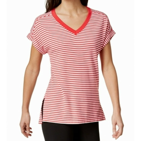 Tommy Hilfiger NEW Red Womens Size XS V-Neck Striped Athletic Shirts