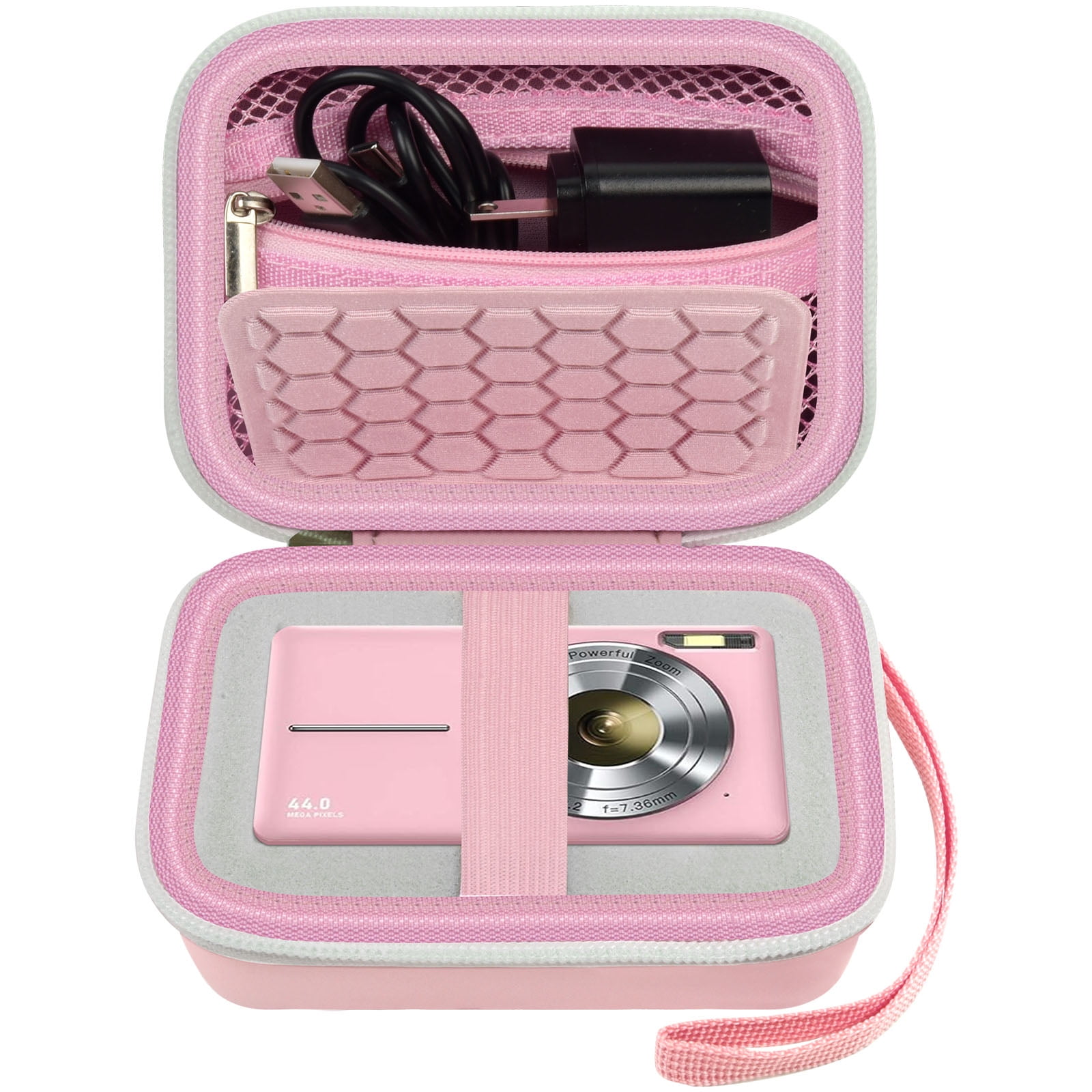 Camera Case Compatible with Kids Digital Camera and Accessories for Travel-Pink