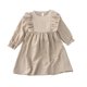 thumbnail image 1 of Odeerbi Niñas Ruffle Manga Larga Vestido de Algodón Primavera Verano Retro Vintage Princesa Vestidos Color Sólido Cuello Redondo Vestido, 1 of 8