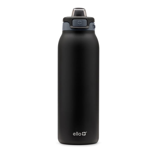 Botella de agua Ello Pop & Fill de acero inoxidable de 946 ml, color negro