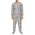 thumbnail image 3 of Honeii Hello Pattern Mens Pajamas Set,2pcs Men's Lounge Long Sleeve Sleep Shirt and Pajama Bottoms Sleepwear Set,Mens Pjs Sets-Large, 3 of 7