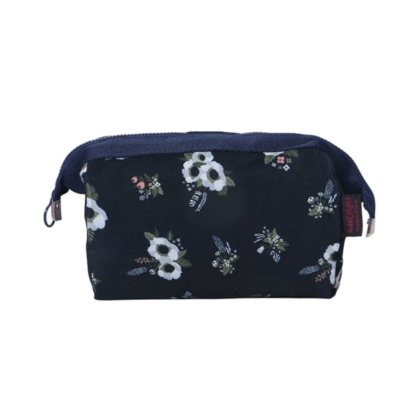Vogacara El poliéster lleva cómodamente los cosméticos con un elegante organizador de viaje. La lona es resistente y duradera. Bolsas de maquillaje Flores Negras