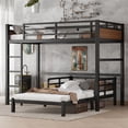 thumbnail image 2 of Haodian Twin XL over Twin XL Metal Bunk Bed/Metal Loft Bunk Bed,Separable Bunk Beds,with Raised Security fence,Walnut Color, 2 of 18