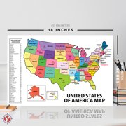 United States Map - USA Poster, US Educational Map - with State Capital - for Ages Kids to Adults- Home School Office - Printed on 12pt. Glossy Card Stock | Bulk Pack of 10 | 12 x 18 inches