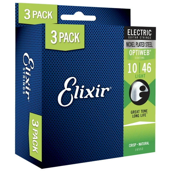Elixir 16552 Guitar Strings,OPTIWEB Coating, 3 Pack, Light (.010-.046)