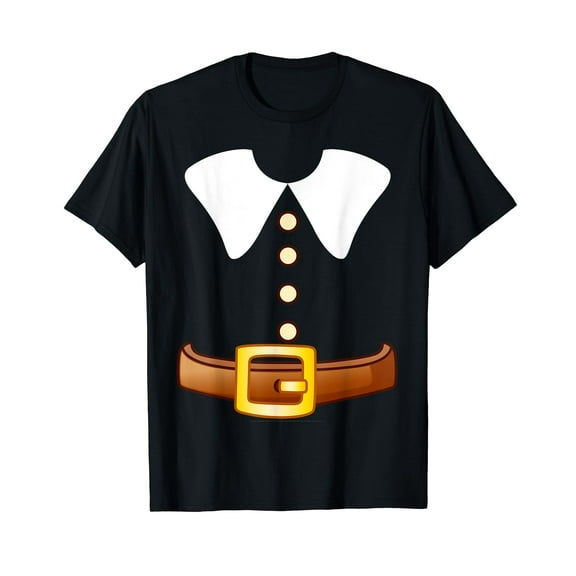 Funny Thanksgiving Pilgrim Costume for Men Boys Black T-Shirt