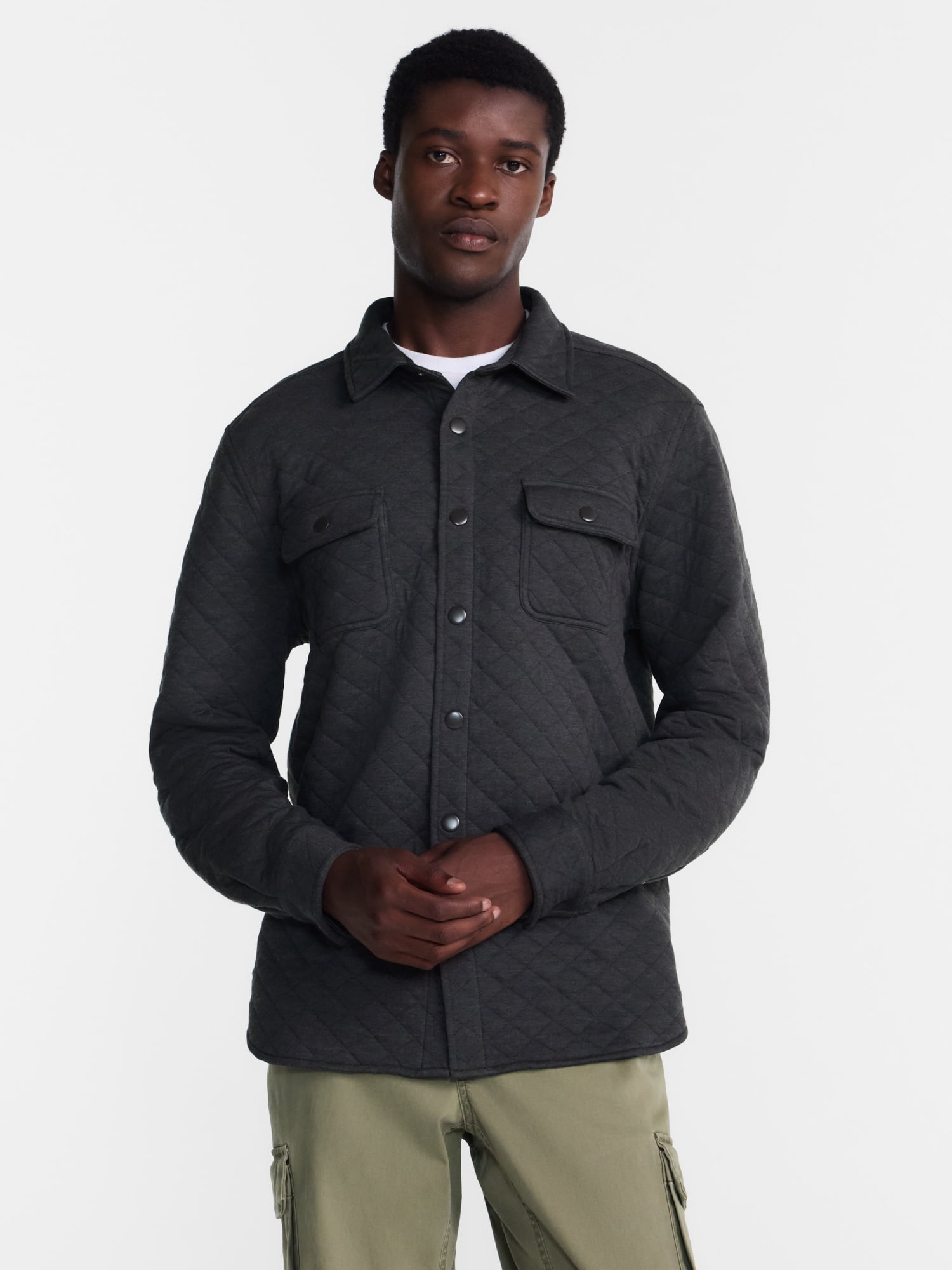 George Men's Quilted Overshirt with Long Sleeves, Sizes XS-4XLT