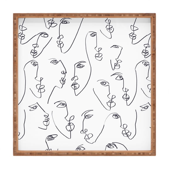 Society6 Jacqueline Maldonado Twin Flames Black And White Medium Square Bamboo Tray, 12" x 12"