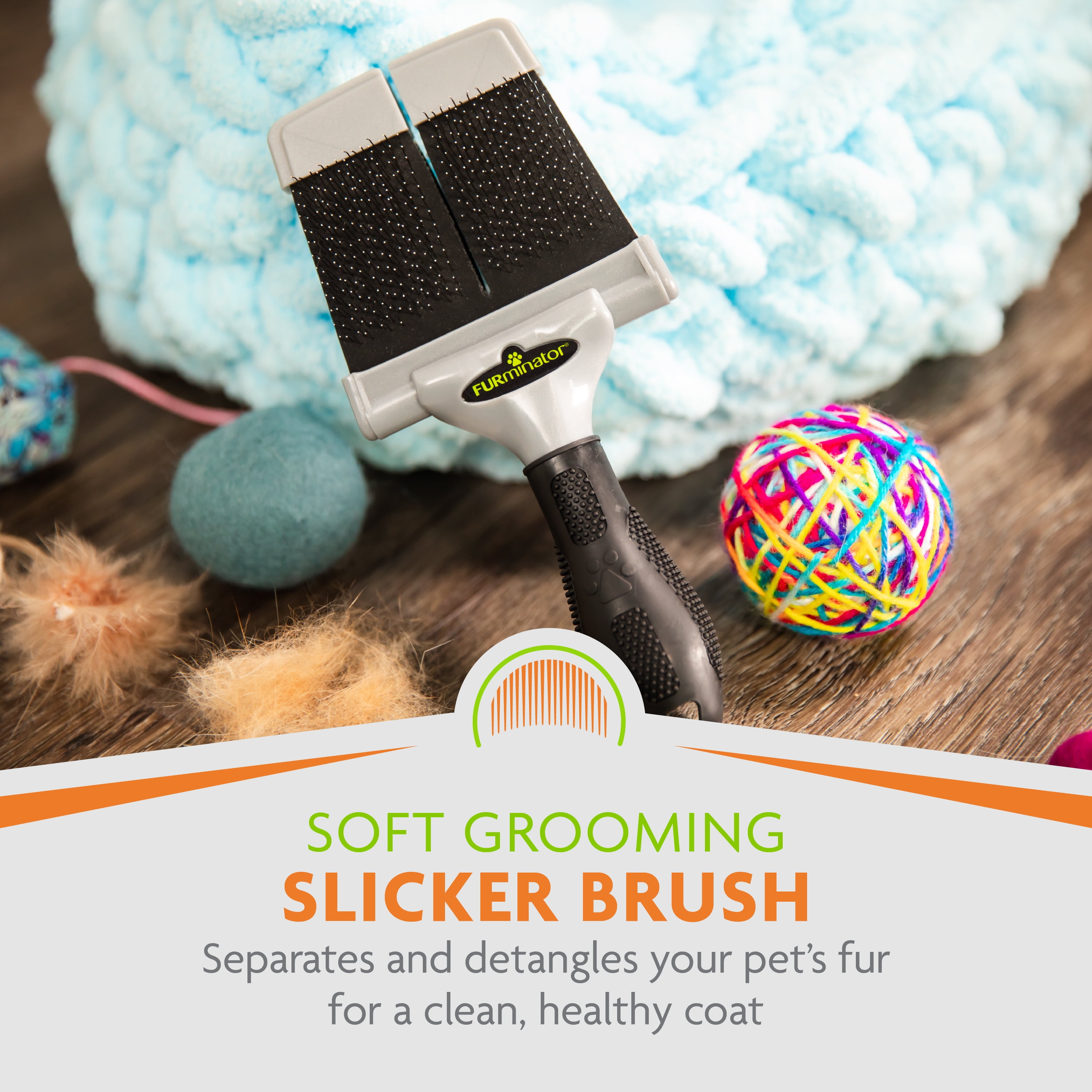 FURminator Soft Slicker Brush for Large Dogs with Silky or Wiry Coats