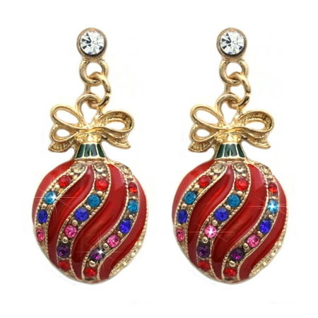 Christmas Tree Charm - cocojewelry Christmas Tree Red Ornament Charm Dangle Hook Earrings Holiday Gift