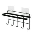 thumbnail image 1 of Multifunctional Storage Rack Organizer Punch Free Towel Bar Hook Hanger for Bathroom Kitchen (Black), 1 of 9