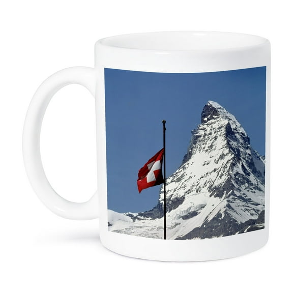 3dRose, Switzerland, Matterhorn, Mountain, Swiss flag - EU29 RER0035 - Ric Ergenbright, 15oz Mug