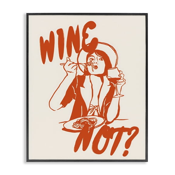 Stupell Industries Wine Not Retro Meal Time Black Framed Giclee Art, design by The Prints Vibe