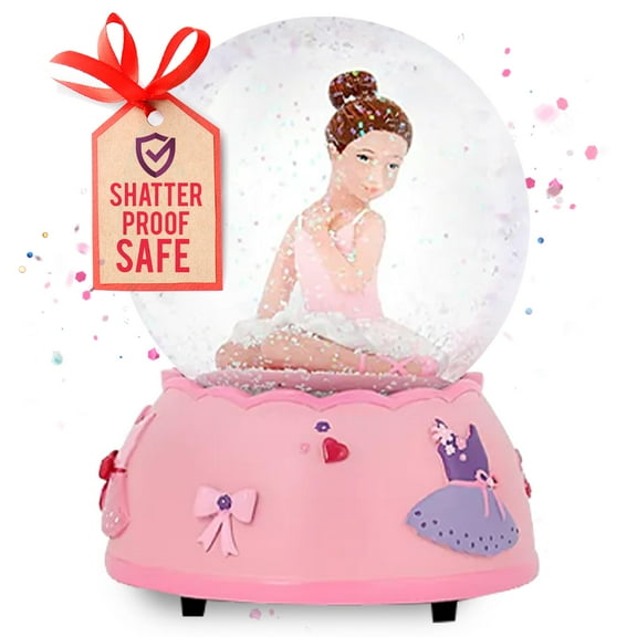 Shatterproof Ballerina Snow Globe | Dance Gifts for Girls - Ballet Dance Recital Gifts for Girls | Granddaughter Gifts - Plastic Snow Globe - Kids Snow Globes | Ballerina Snow Globes for Girls Musical