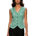 thumbnail image 4 of GUACER Gingham Plaid Vest for Women Sleeveless Button Down V Neck Blouse with Pocket Casual Summer Tank Tops, 4 of 8