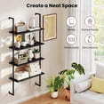 thumbnail image 6 of Springg 4-Tier Wall-Mounted Bookshelf, Industrial Modern Floating Storage Display Shelves with Metal Frame, Wall-Mounted Ladder Wooden Bookcase for Living Room, Kitchen, Bar, Office (1, Black), 6 of 9