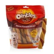 Angle View: Hartz Oinkies Pig Skin Twists with Bacon Flavored Wrap