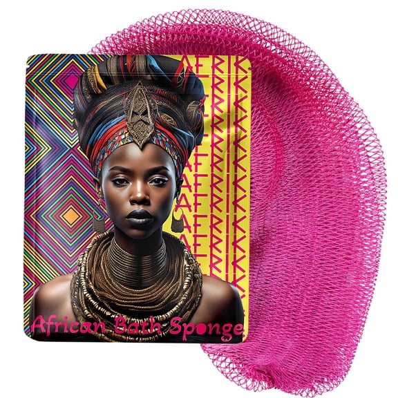 African Net Sponge, Premium Exfoliating Body Scrubber, Extra Long Bath Sponge for Shower, Exfoliating Washcloth for Smooth Skin, 1 Pack (Camelia)