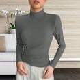 thumbnail image 4 of Sexlip Womens Turtleneck Blouse Long Sleeve Ruched Detail Design Soft Fabric Slim Silhouette for Evening Occasions Green XXL, 4 of 7
