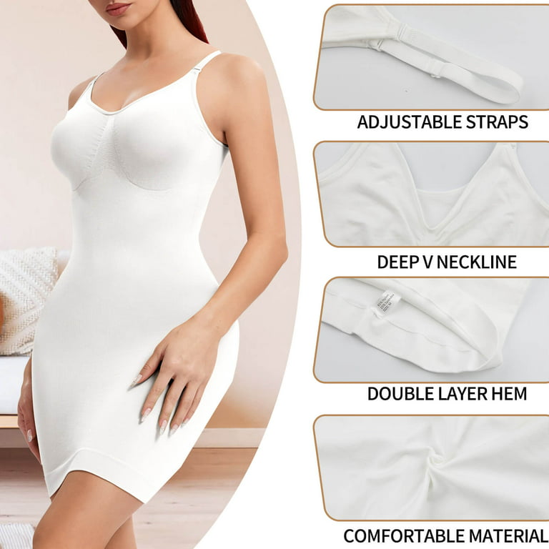 MANIFIQUE 2 Packs Shapewear Slip Dress for Women Tummy Control