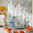 thumbnail image 3 of Shower Curtain 72"W x 96"L Thanksgiving Fall Blue Pumpkins Watercolor Fabric Shower Curtains Set with Hooks Water Repellent Bathroom Curtains Machine Washable Bathroom Accessories, 3 of 6